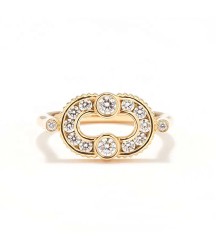  special design arch formation delicate fluting around the outer edge U shaped band O shape hollow round-cut diamonds ring