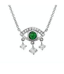  925 sterling silver 18k gold classic evil eye cubic zirconia emerald necklace