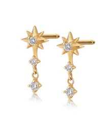  best price waterproof jewelry cubic Zircon 925 silver triple starburst drop stud earring