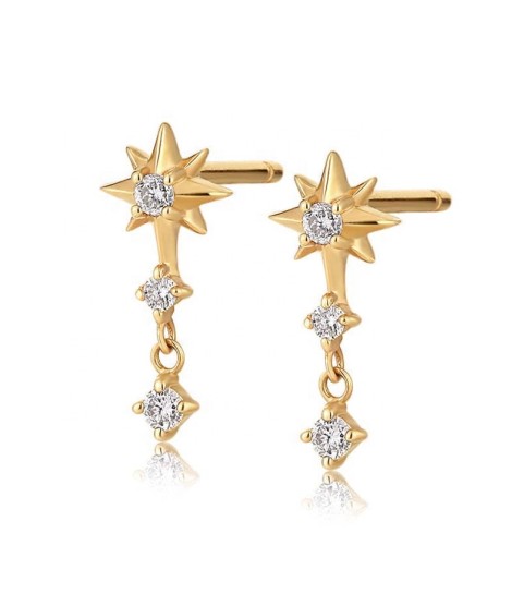  best price waterproof jewelry cubic Zircon 925 silver triple starburst drop stud earring