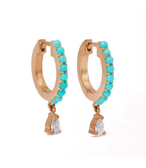    jewelry s925 turquoise stone hoops with a bling zircon earring