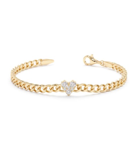  hot sale 925 silver accessory gold heart charm curb chain jewelry bracelet for women