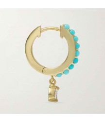    jewelry s925 turquoise stone hoops with a bling zircon earring