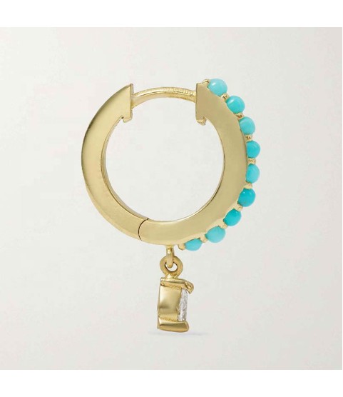    jewelry s925 turquoise stone hoops with a bling zircon earring