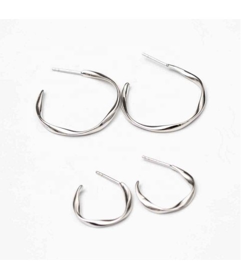  cheapest price  jewelry environment friendly zirconia twist huggie silver needle stud earrings