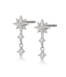  best price waterproof jewelry cubic Zircon 925 silver triple starburst drop stud earring