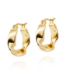  high quality 18k gold plated jewelry designer inspired jewelry 925 silver irregular wave hoop earrings