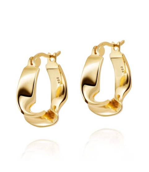  high quality 18k gold plated jewelry designer inspired jewelry 925 silver irregular wave hoop earrings