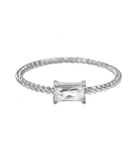  twisted band thin stacking sterling silver baguette ring womens