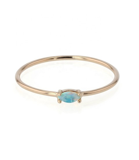  women accessories jewelry fine band tiny marquise blue opal 925 silver 18k ring