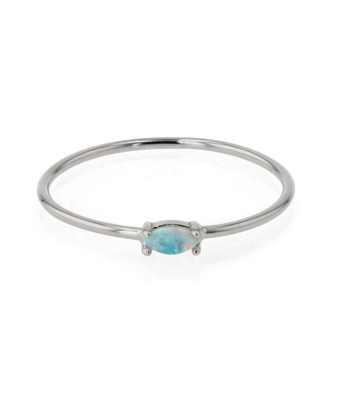  women accessories jewelry fine band tiny marquise blue opal 925 silver 18k ring