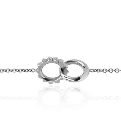  Interlock double ring dainty 925 sterling silver accessories bracelet women