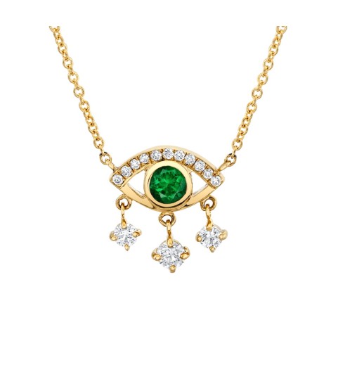  925 sterling silver 18k gold classic evil eye cubic zirconia emerald necklace