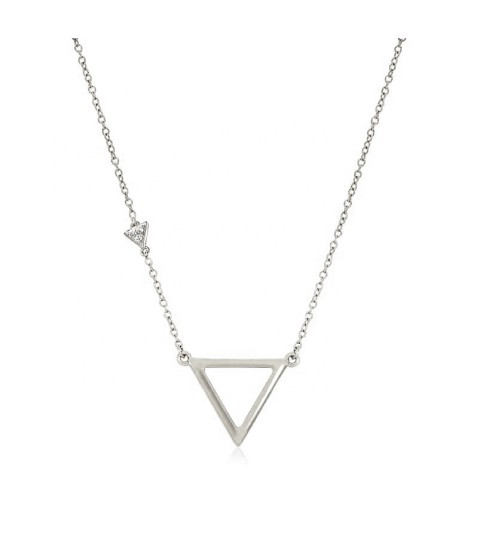  women fashion statement jewelry 925 sterling silver gold chain hollow triangle and side triangle shape diamond necklace