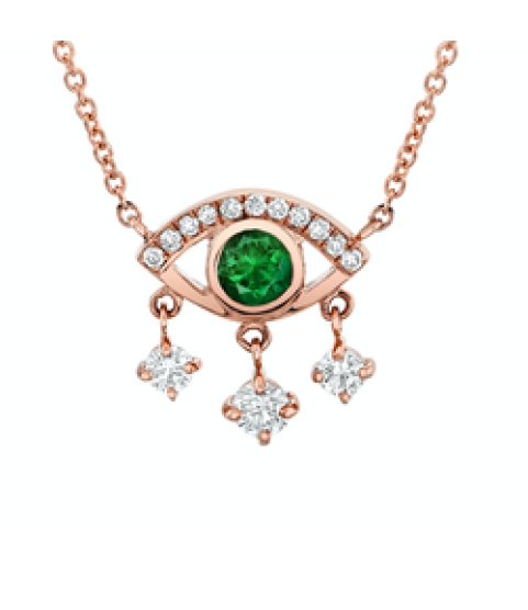  925 sterling silver 18k gold classic evil eye cubic zirconia emerald necklace