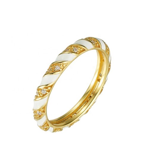  new fashion stacking jewelry ring white enamel and twinkling diamonds twist band ring for daily life