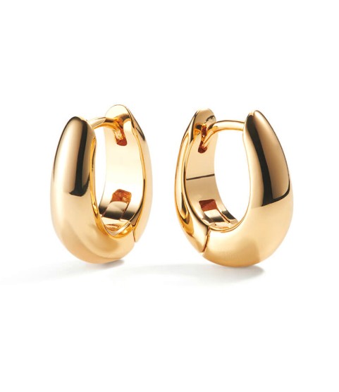  luxury jewelry 925 silver 18k gold oval chunky huggie large hoop earrings for women