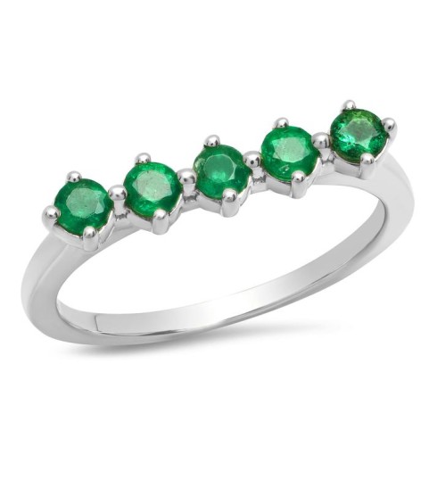  925 silver gold fashion jewelry 5 Diamond Punch minimalist band Emerald ring woman