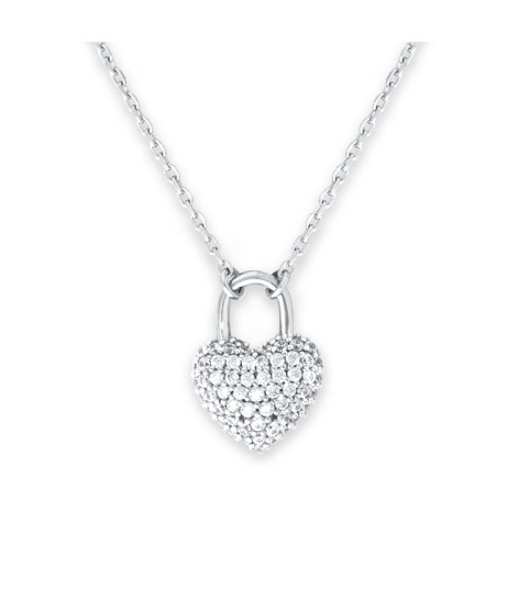  18k gold 925 silver jewelry classic heart lock pave cz charm women necklace