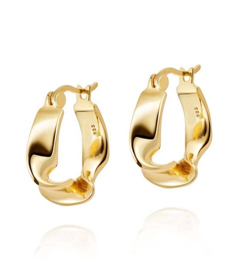  high quality 18k gold plated jewelry designer inspired jewelry 925 silver irregular wave hoop earrings